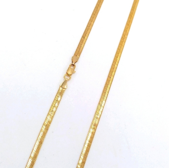 4-5MM 14K Gold Herringbone Chain Necklace ITALY 20" 24" Gold Plated-Firm Pricing - Picture 4 of 6